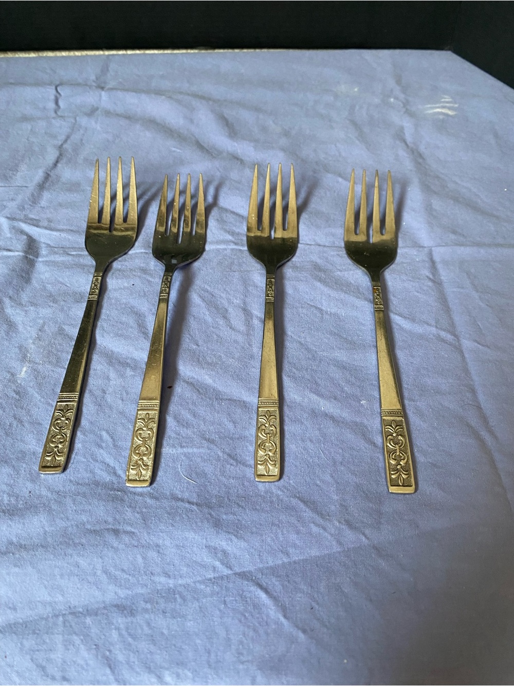 Vintage Customcraft Stainless Steel Salad Forks - Set of 4 - Silver